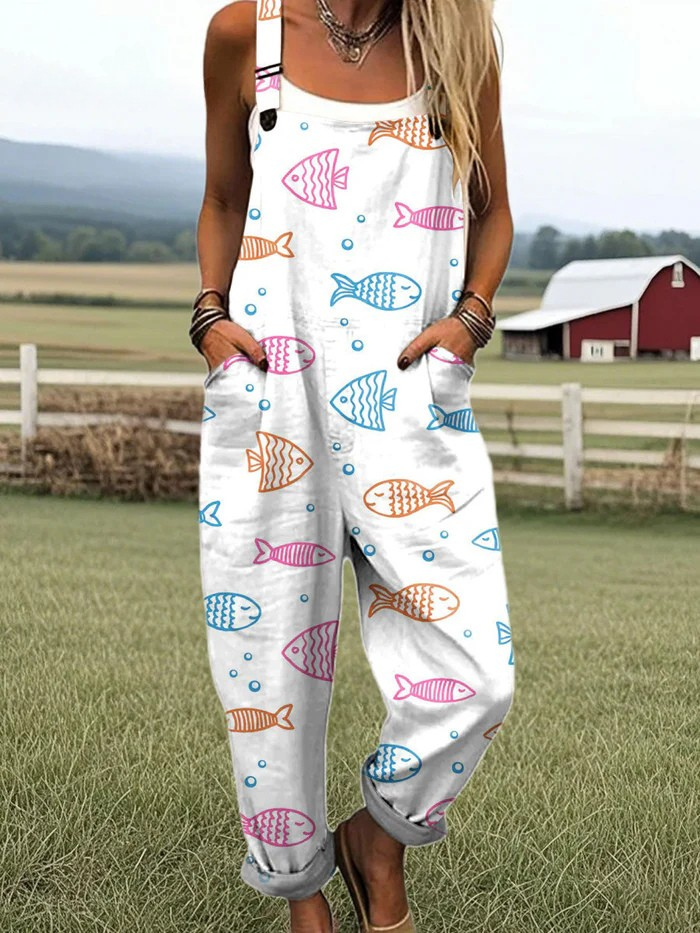 CALISTHA – Markblomster bredbens jumpsuit