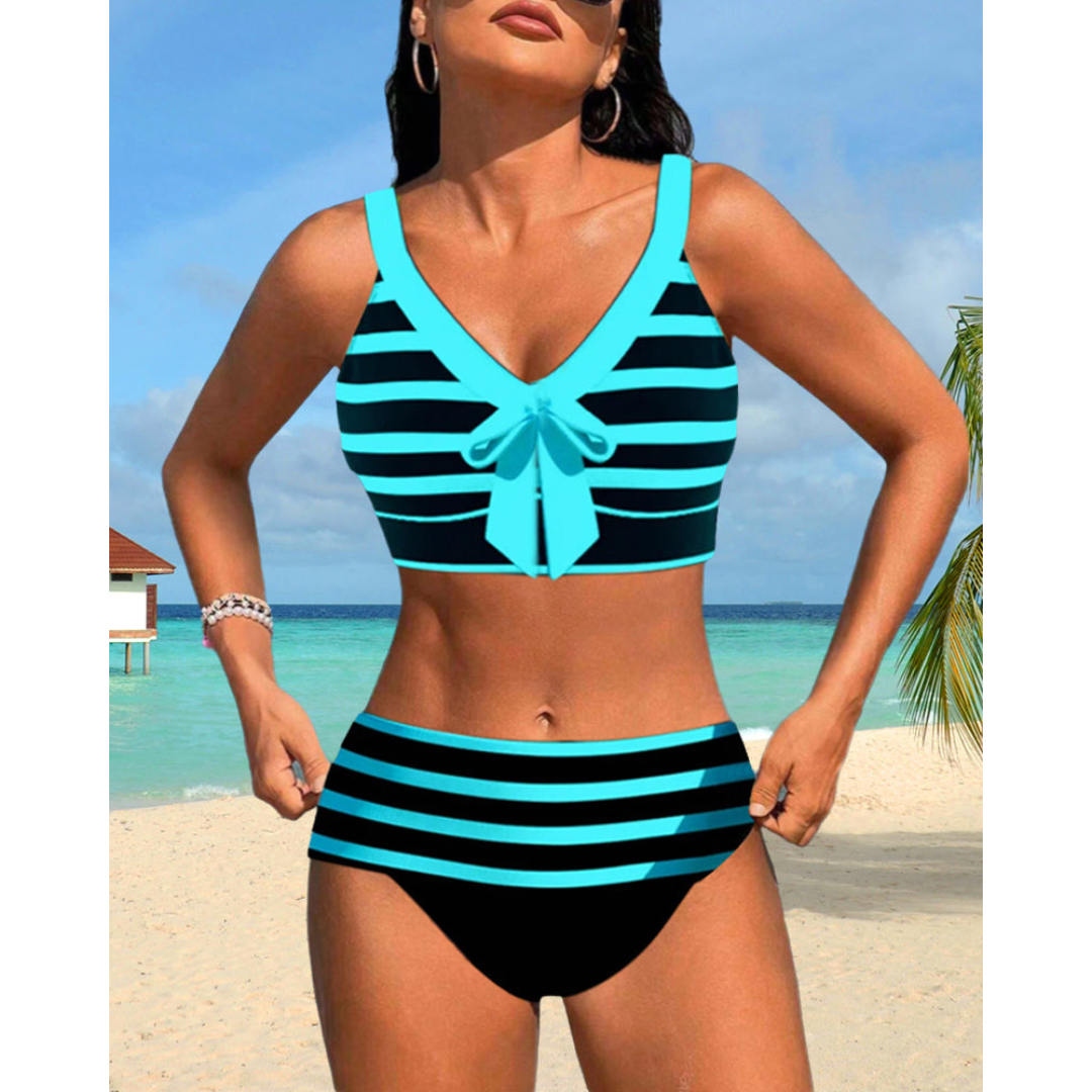 Izza - Hög Midja Randig Bikinibrand