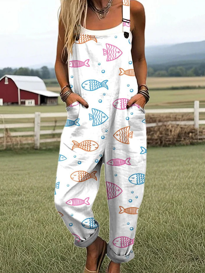 CALISTHA – Markblomster bredbens jumpsuit