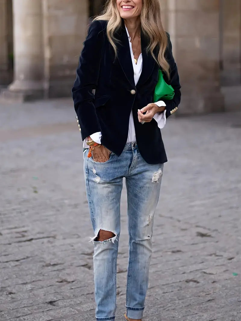 VIVIAN | Sammetsgull-knapp Blazer