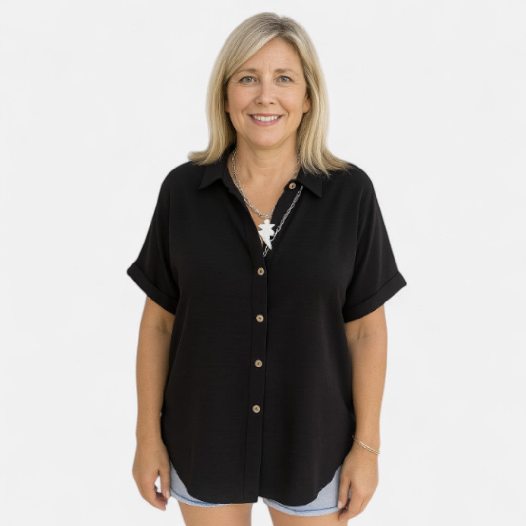 Annfrid™ | Linneblus med Knappar