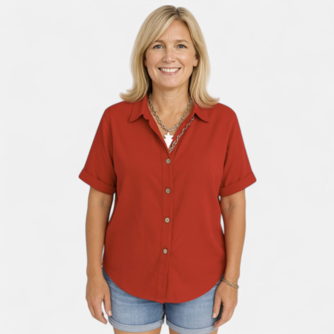 Annfrid™ | Linneblus med Knappar