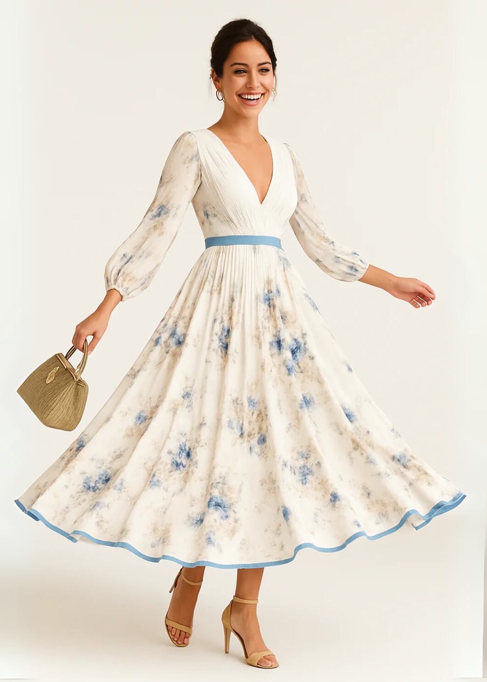 Katie - Elegant Blomster Maxikle på Nätter
