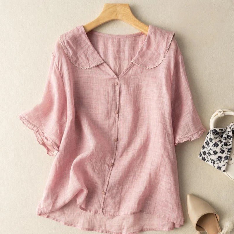 Anniken | Blus med Broderad Krage