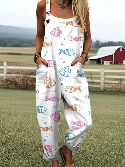 CALISTHA – Markblomster bredbens jumpsuit