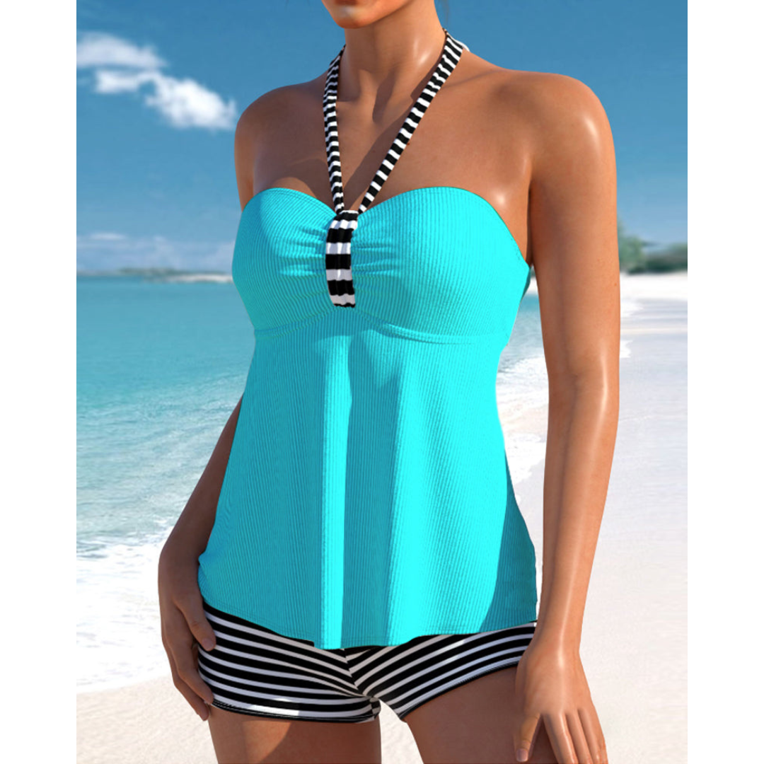 Tanja – Randig Halterneck Tankini
