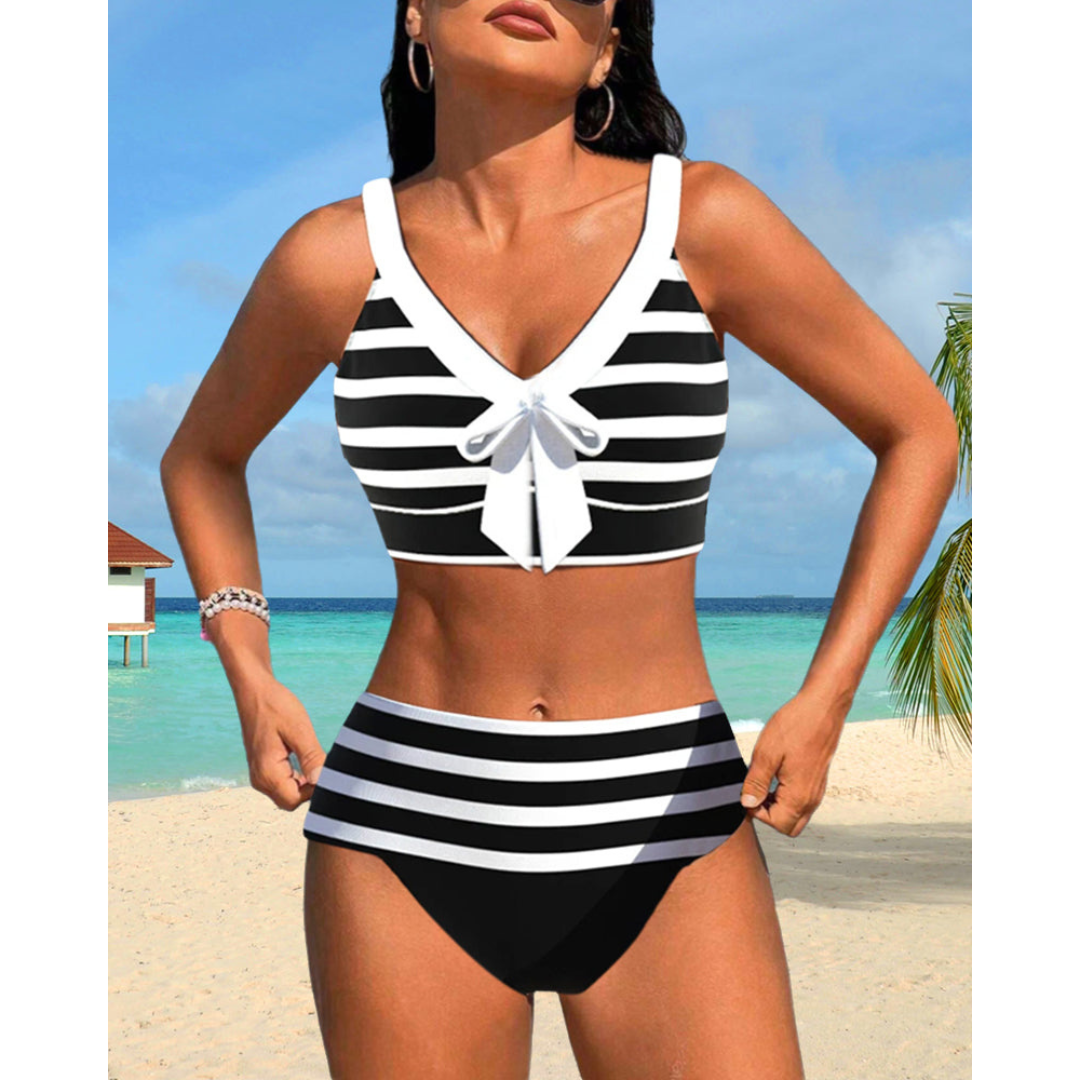 Izza - Hög Midja Randig Bikinibrand