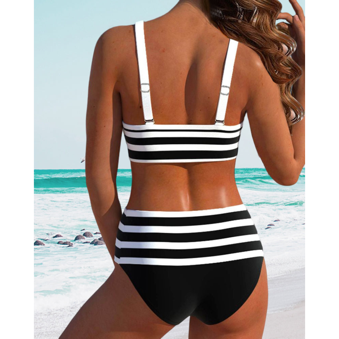 Izza - Hög Midja Randig Bikinibrand