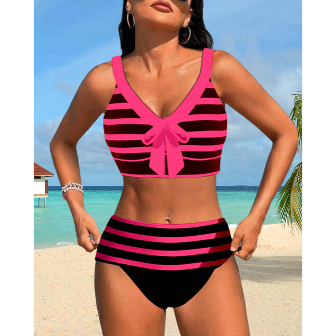 Izza - Hög Midja Randig Bikinibrand