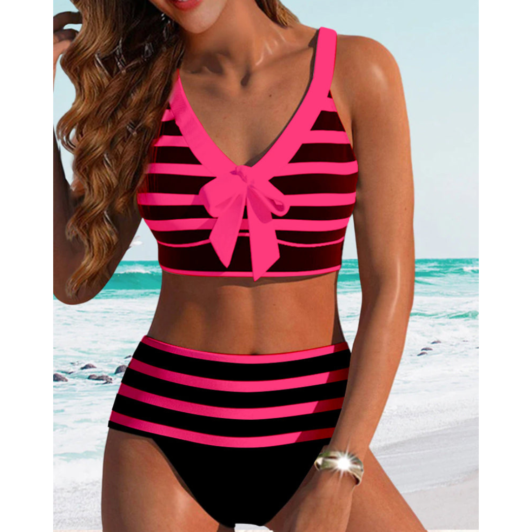 Izza - Hög Midja Randig Bikinibrand