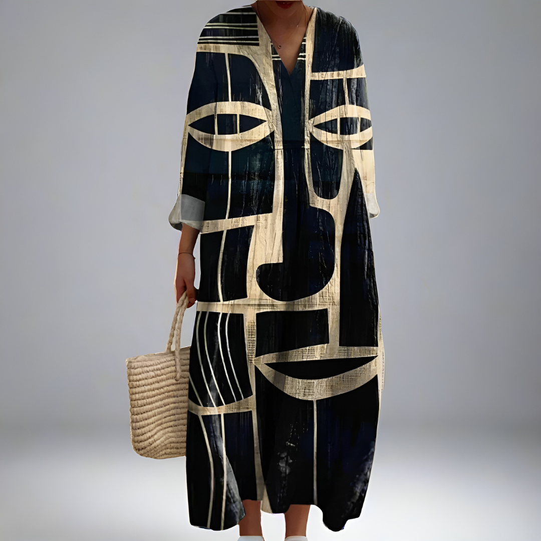 Liva — Elegant Geometrisk Klänning