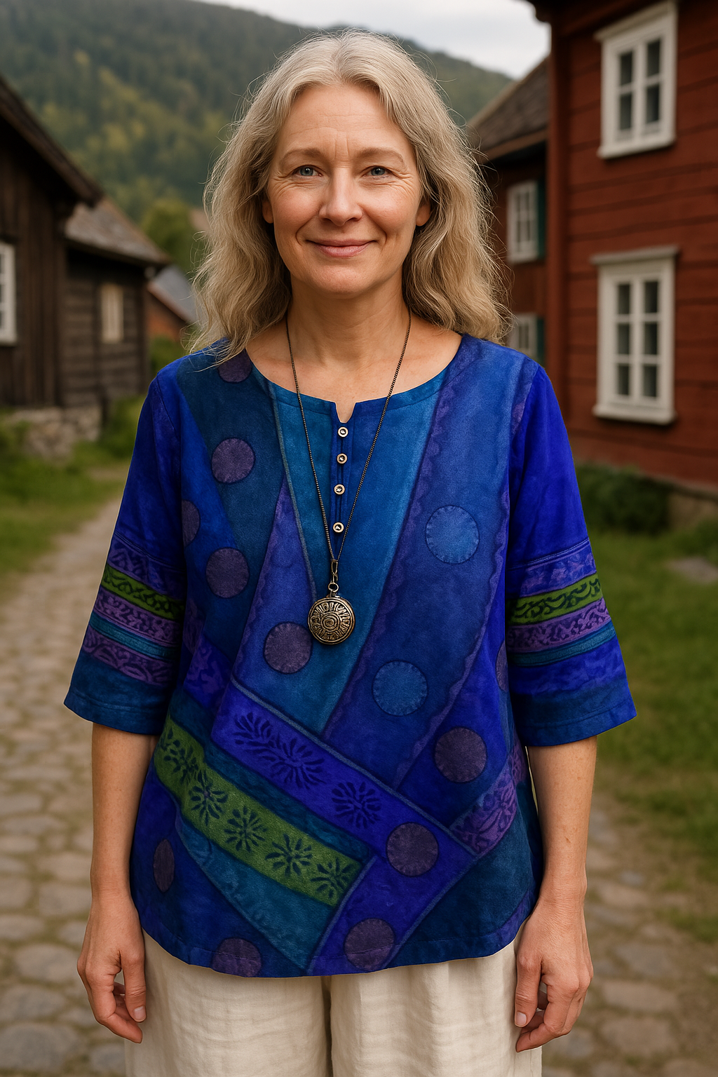 Embla | Bekväm och färgglad topp med halvlånga ärmar