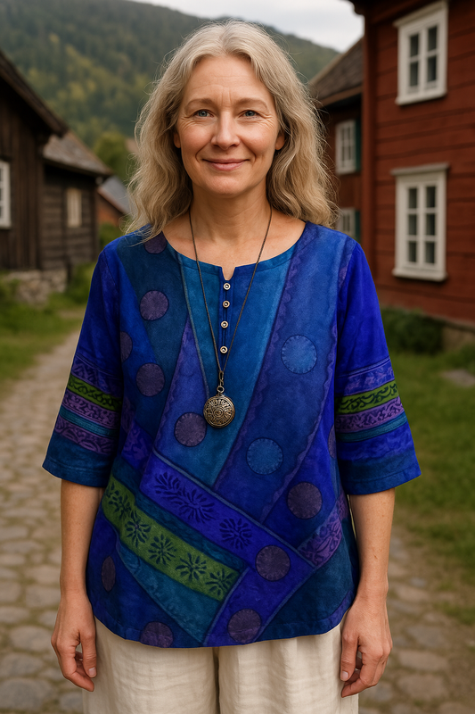 Embla | Bekväm och färgglad topp med halvlånga ärmar