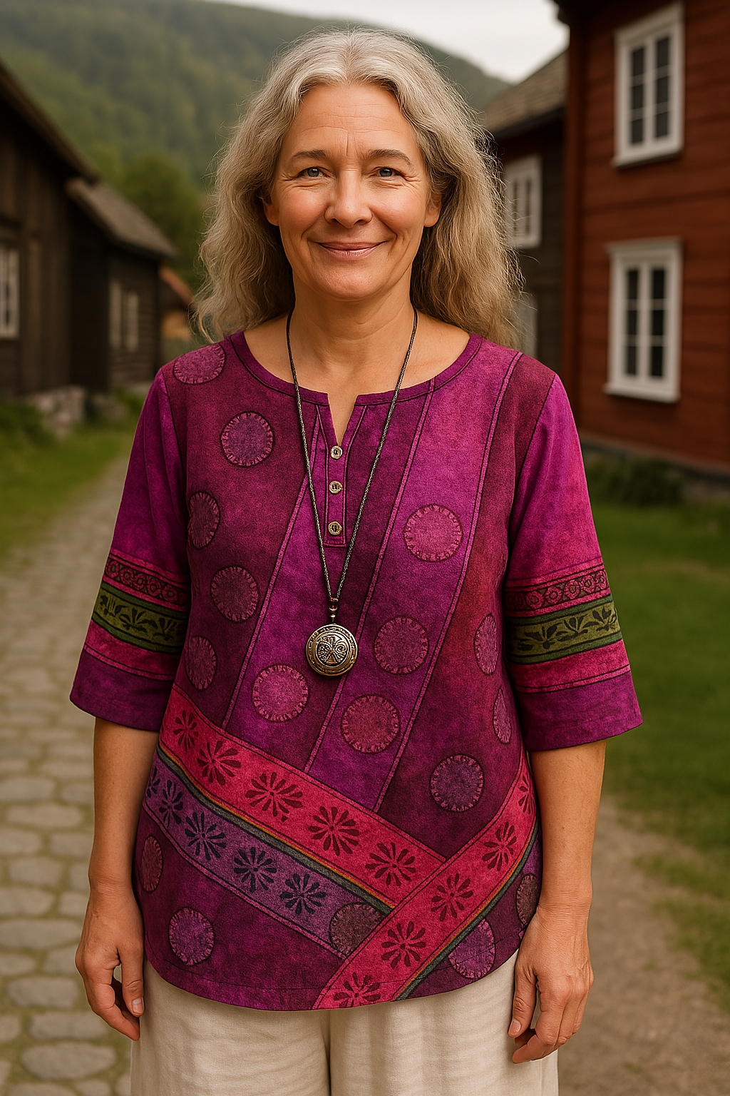 Embla | Bekväm och färgglad topp med halvlånga ärmar