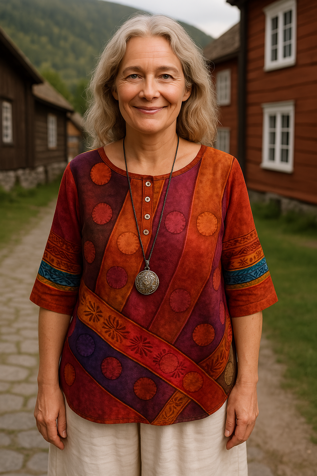 Embla | Bekväm och färgglad topp med halvlånga ärmar