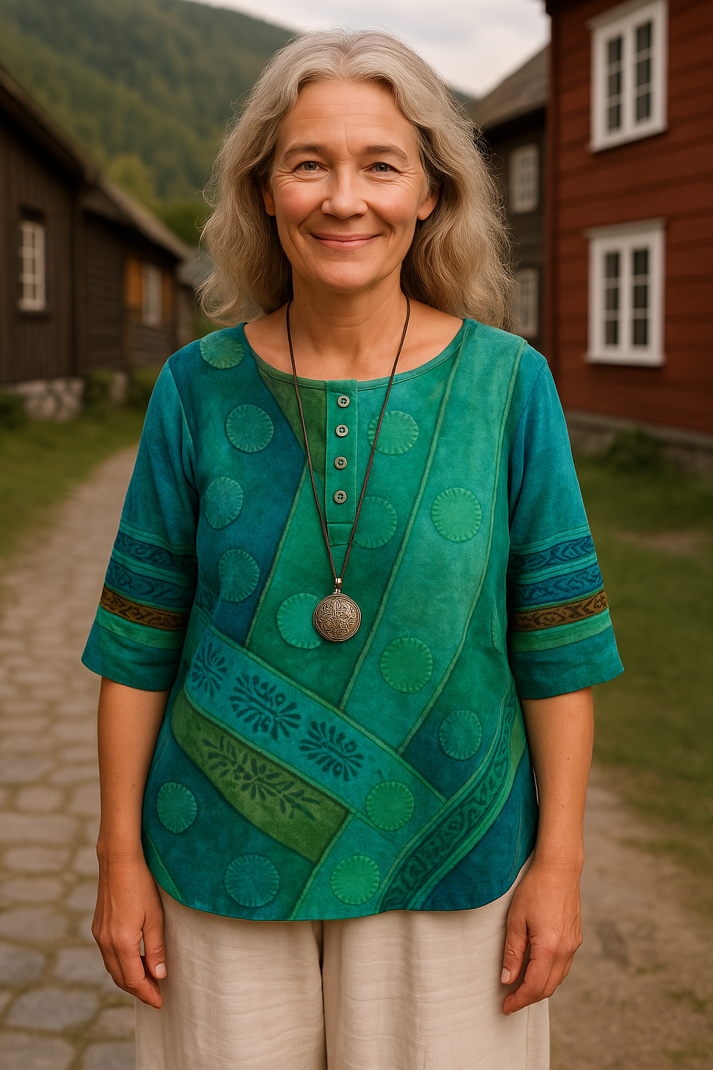 Embla | Bekväm och färgglad topp med halvlånga ärmar