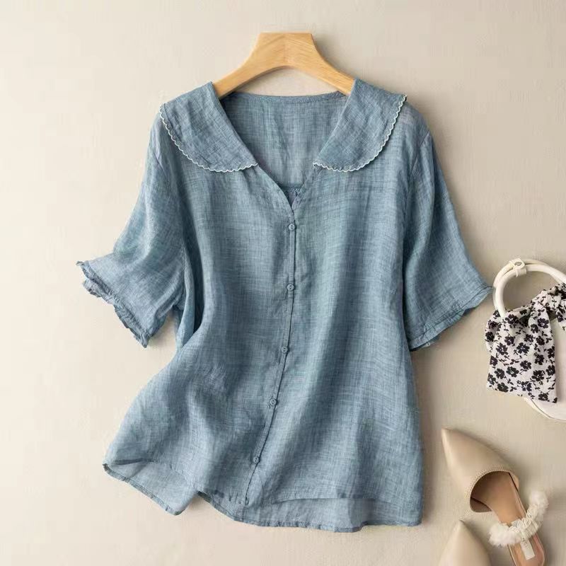 Anniken | Blus med Broderad Krage