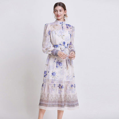 ZEHLIA – Elegant blomstrad chiffongklänning