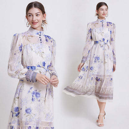 ZEHLIA – Elegant blomstrad chiffongklänning
