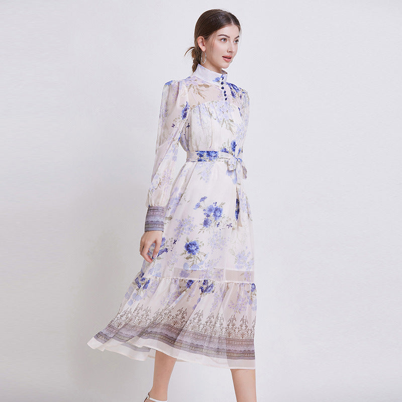 ZEHLIA – Elegant blomstrad chiffongklänning