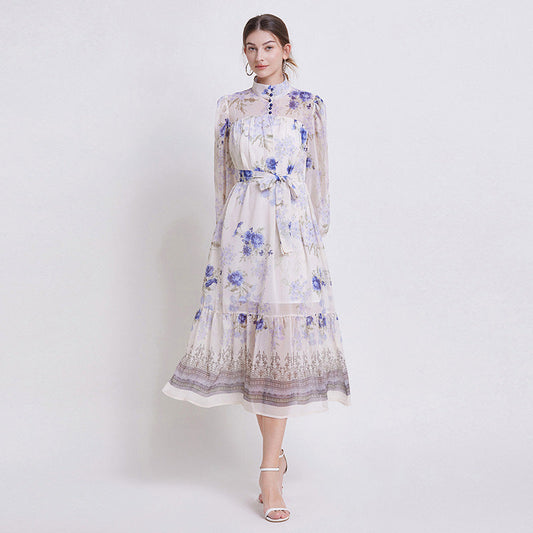 ZEHLIA – Elegant blomstrad chiffongklänning
