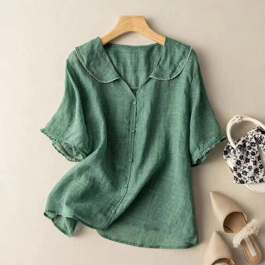 Anniken | Blus med Broderad Krage