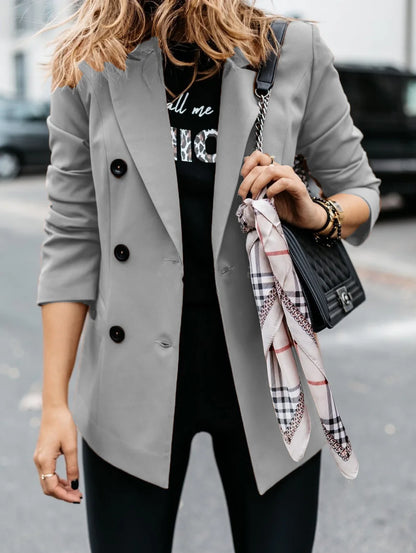 SABRINA | DUBBELKNAPPAD LÅNG BLAZER
