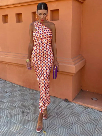 KAELORIA – OCEANFALL Off-Shoulder Midi Klänning