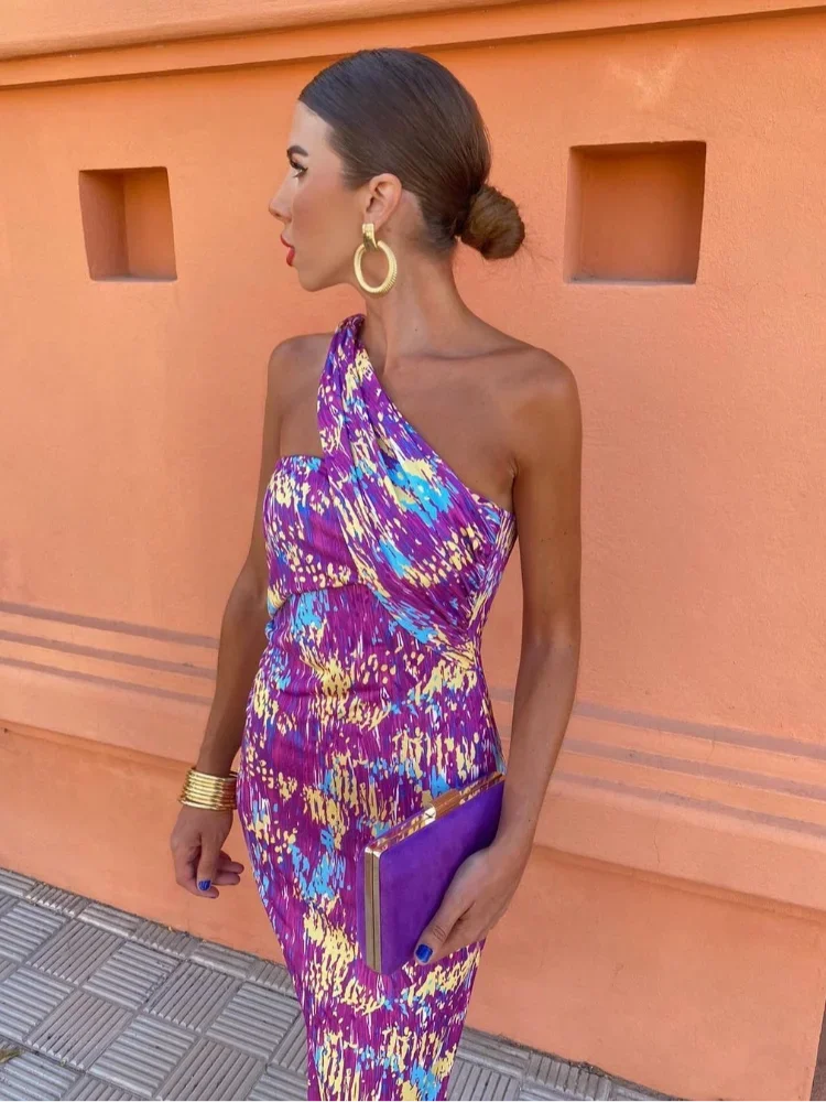 KAELORIA – OCEANFALL Off-Shoulder Midi Klänning