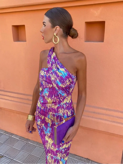 KAELORIA – OCEANFALL Off-Shoulder Midi Klänning