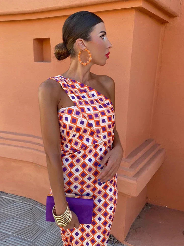 KAELORIA – OCEANFALL Off-Shoulder Midi Klänning