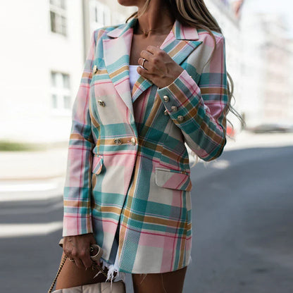 TARA | Flerfärgad rutad blazer