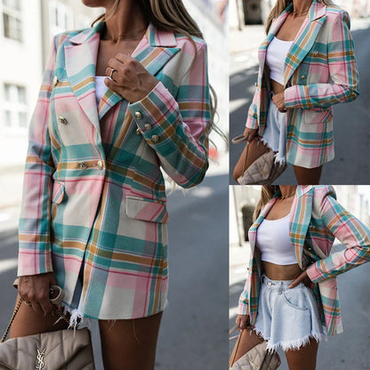 TARA | Flerfärgad rutad blazer