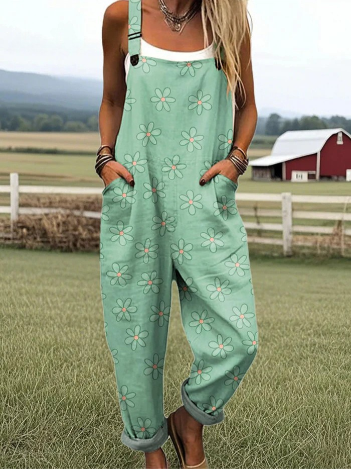 ANESSA – Blomstrett flow vid byxbyxa jumpsuit