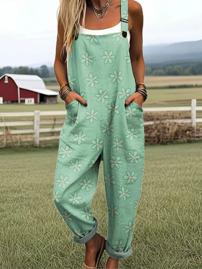 ANESSA – Blomstrett flow vid byxbyxa jumpsuit