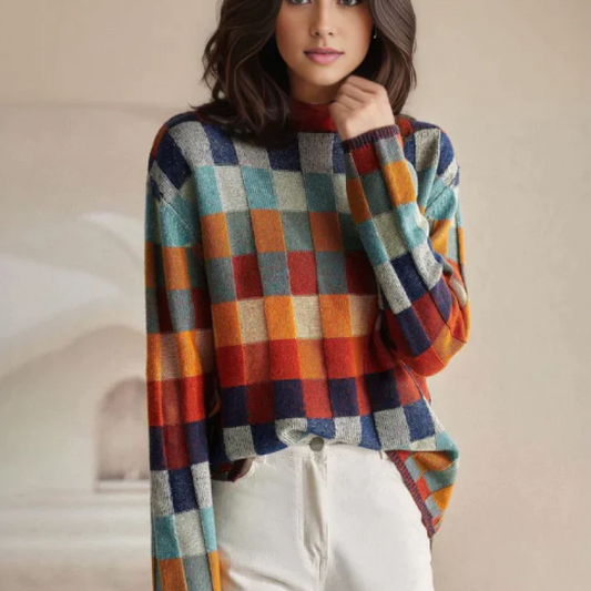 Julia | Lyxig Patchwork Turtle Neck