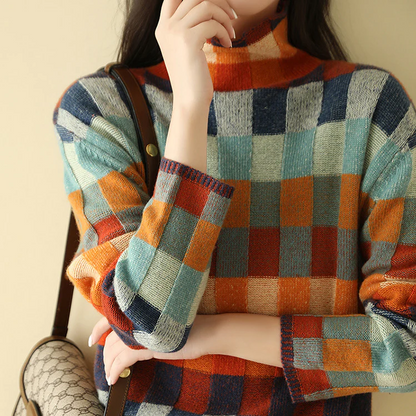 Julia | Lyxig Patchwork Turtle Neck