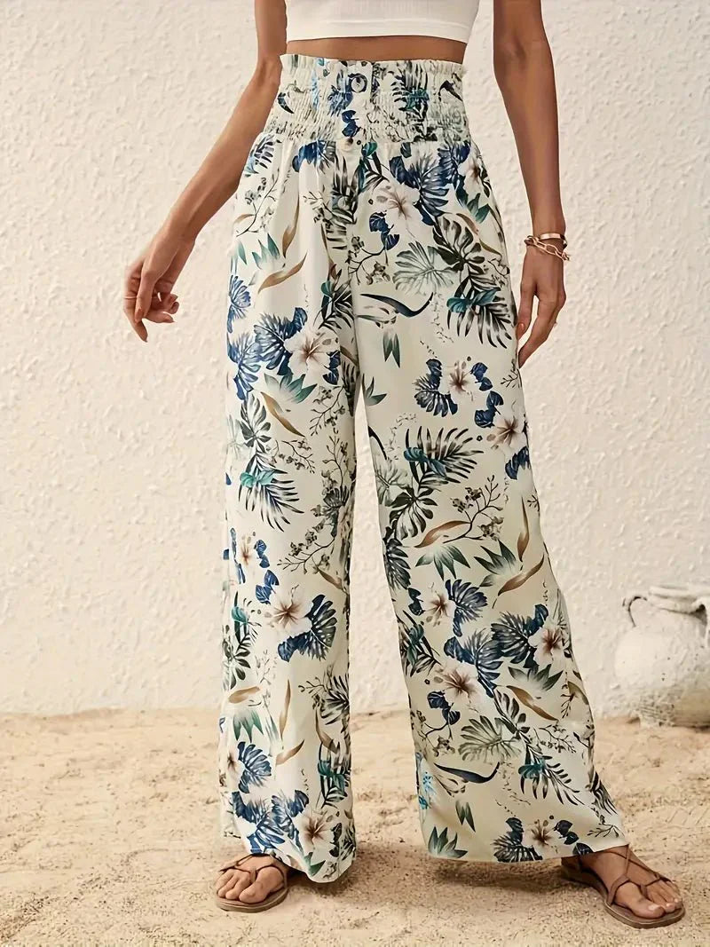 Léonie™ | Lett Dam Sommerbyxa med Unikt Blommönster