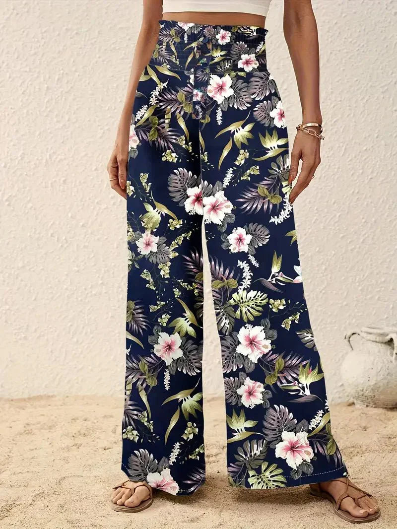 Léonie™ | Lett Dam Sommerbyxa med Unikt Blommönster