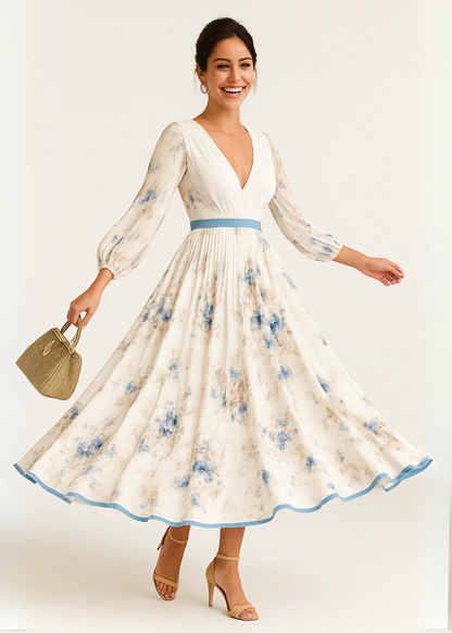 Katie - Elegant Blomster Maxikle på Nätter
