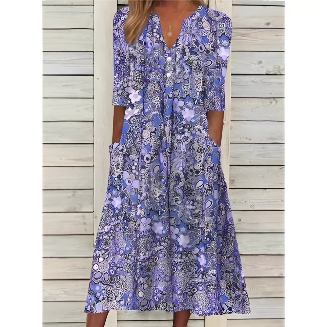 Kårlaug | Elegant Blommig Skjortklänning